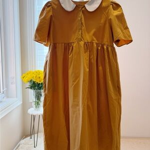 Storybook Mustard Dress — Peter Pan Collar Cutie